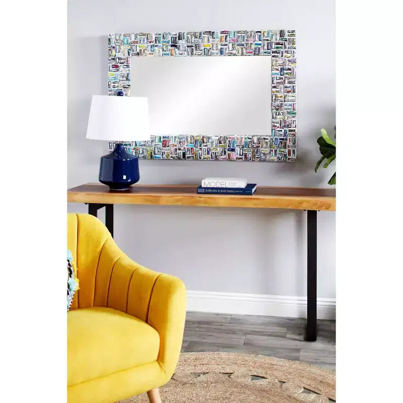 Glass Handmade Recycled Magazine Frame Wall Mirror Multi Colored - Olivia & May