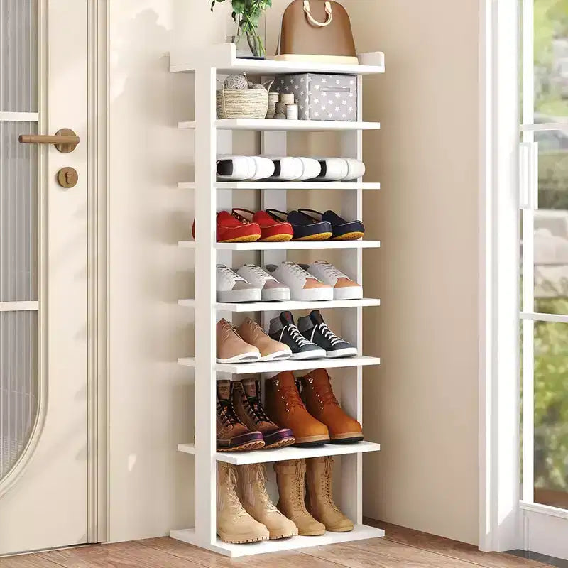 Tree City - Wide 7-Tier 45'' Double Row Wooden Shoe Rack for Entryway & Closet,Holds 14-20 Pairs