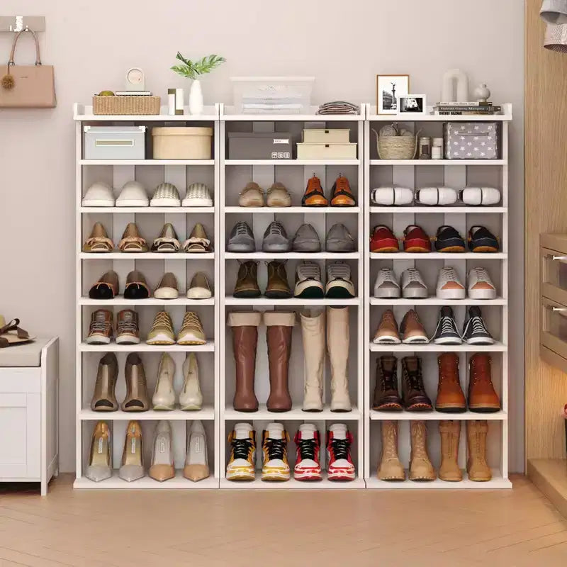 Tree City - Wide 7-Tier 45'' Double Row Wooden Shoe Rack for Entryway & Closet,Holds 14-20 Pairs