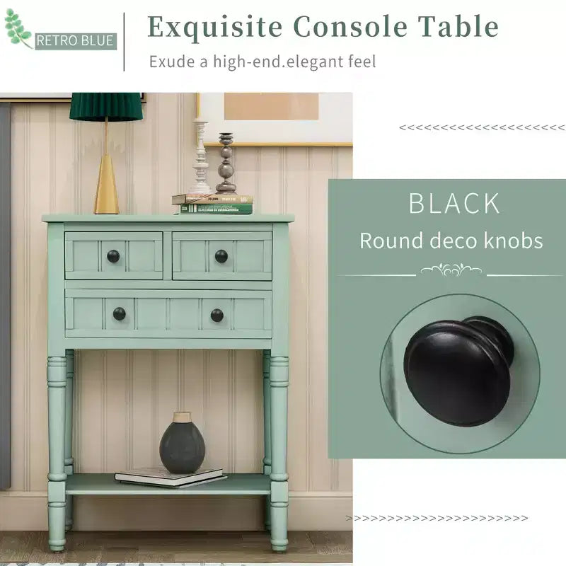 GDFStudio Alice Solid Wood Console Table with Drawers and Bottom Shelf