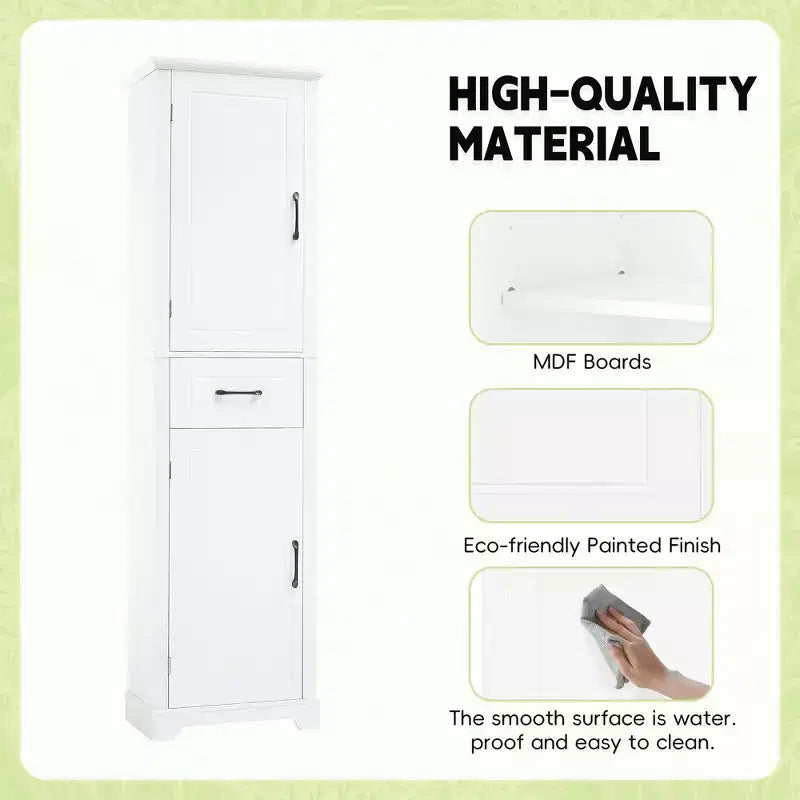 GDFStudio Isabella Modern Wood Tall Bathroom Storage Cabinet with Adjustable Shelves