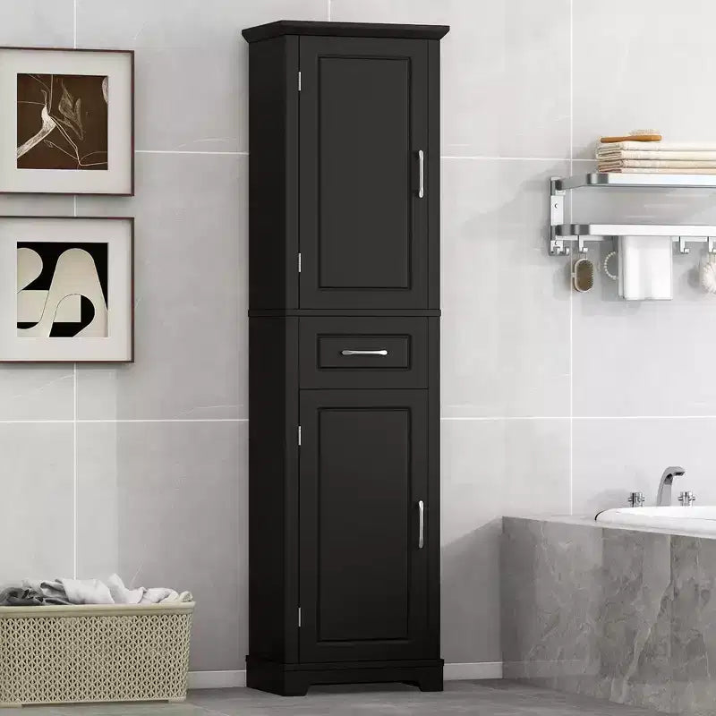 GDFStudio Isabella Modern Wood Tall Bathroom Storage Cabinet with Adjustable Shelves
