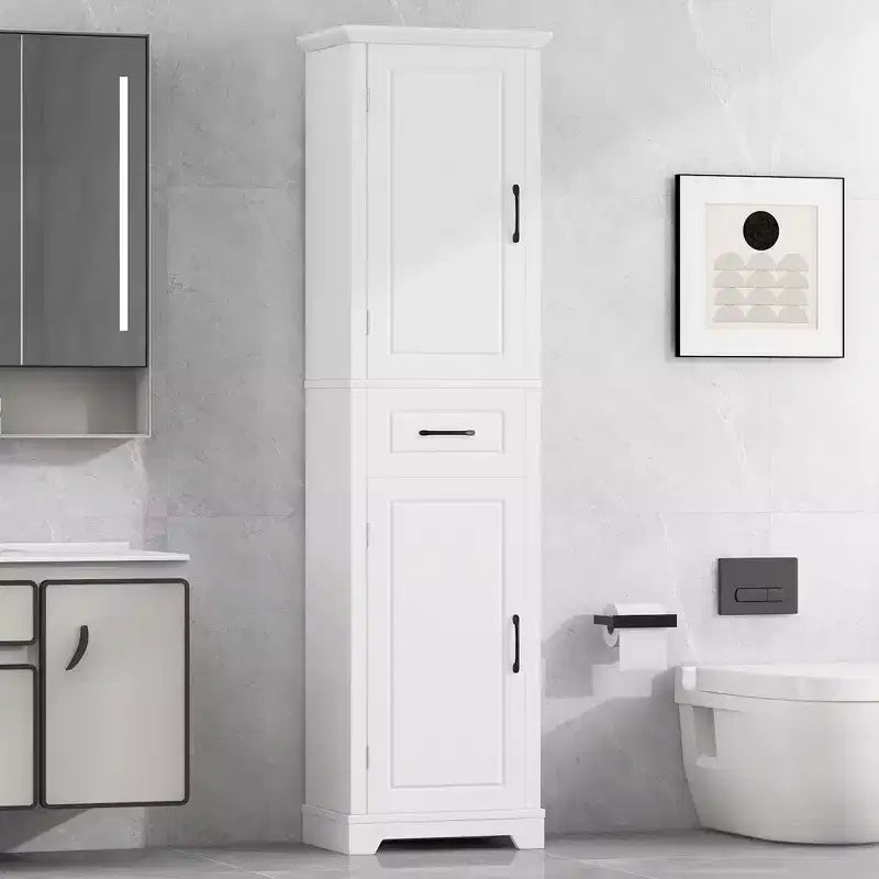 GDFStudio Isabella Modern Wood Tall Bathroom Storage Cabinet with Adjustable Shelves