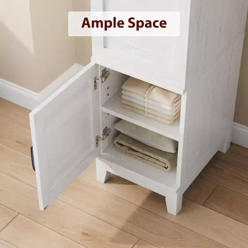 Acekool 72 Tall Wooden Armoire Wardrobe Cabinet with 2 Doors, Adjustable Shelves & Hanging Rod, Narrow Bedroom Closet Storage, Rustic White