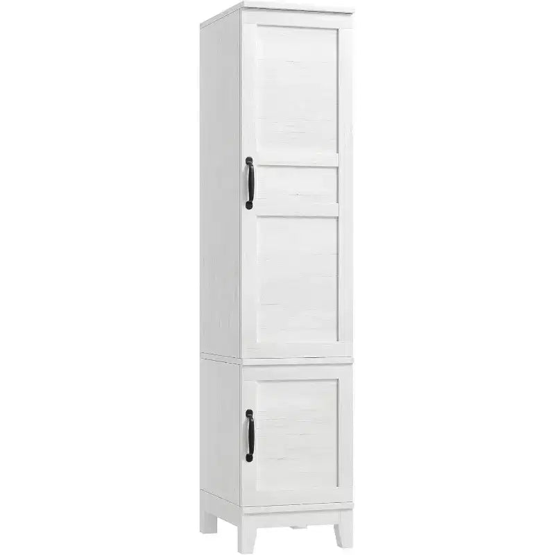 Acekool 72 Tall Wooden Armoire Wardrobe Cabinet with 2 Doors, Adjustable Shelves & Hanging Rod, Narrow Bedroom Closet Storage, Rustic White