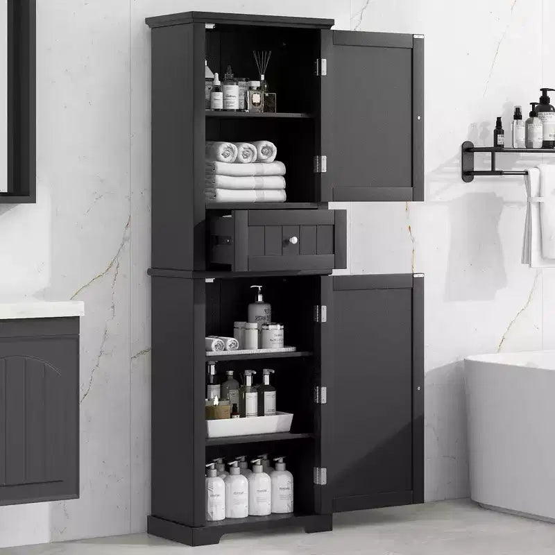 Okak Bathroom Storage Cabinet, Freestanding Storage Cabinet with Adjustable Shelves and 1 Drawer, Bathroom Floor Cabinet Living Room