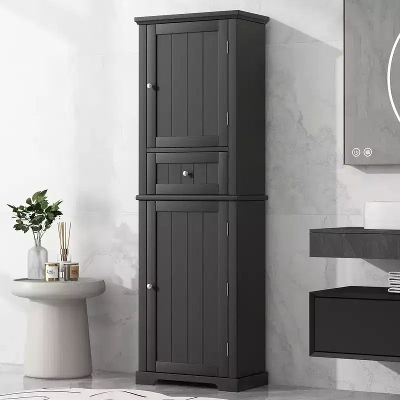 Okak Bathroom Storage Cabinet, Freestanding Storage Cabinet with Adjustable Shelves and 1 Drawer, Bathroom Floor Cabinet Living Room