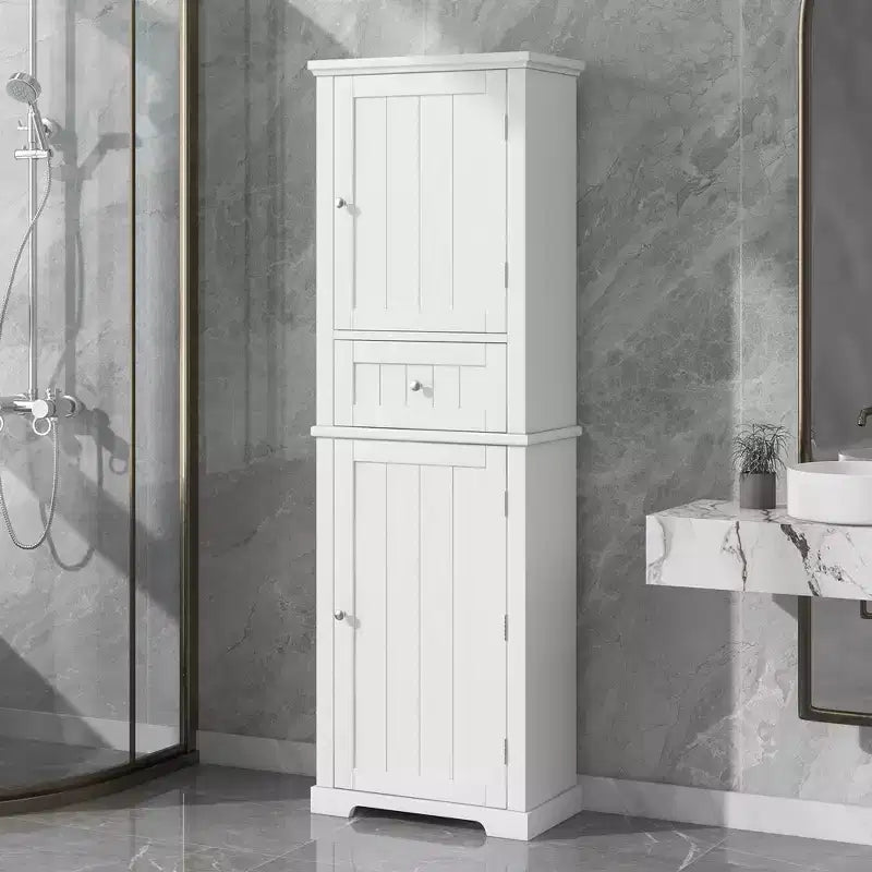 Okak Bathroom Storage Cabinet, Freestanding Storage Cabinet with Adjustable Shelves and 1 Drawer, Bathroom Floor Cabinet Living Room