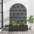 MAYEERTY Planter Box with Trellis Iron Black Arch Star Shape 01 Style 72x35x16in 3-Piece Set