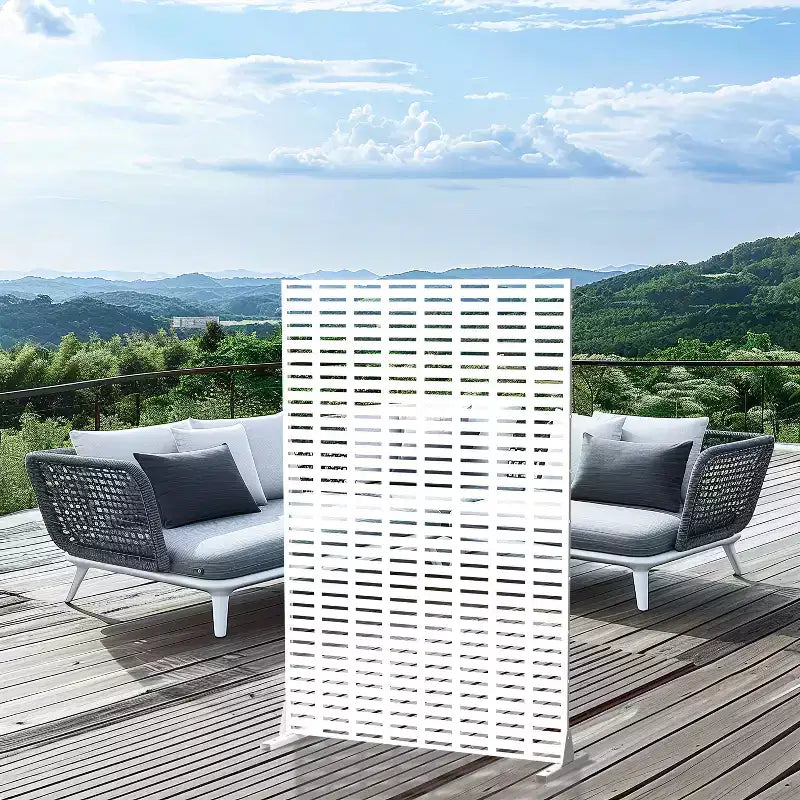 MAYEERTY Room Divider Screen Abraham Grid White Galvanized Sheet 72x47x16in 3-Piece Set 3-Piece Set