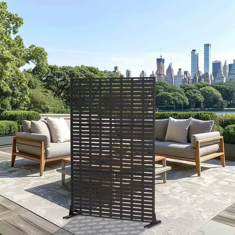 MAYEERTY Room Divider Screen Abraham Grid White Galvanized Sheet 72x47x16in 3-Piece Set 3-Piece Set