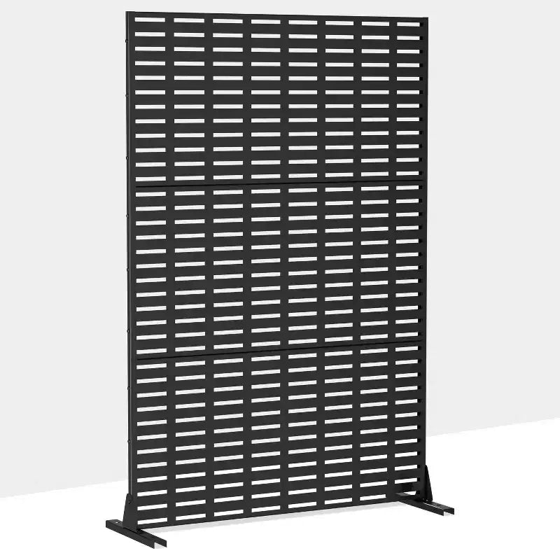 MAYEERTY Room Divider Screen Abraham Grid White Galvanized Sheet 72x47x16in 3-Piece Set 3-Piece Set