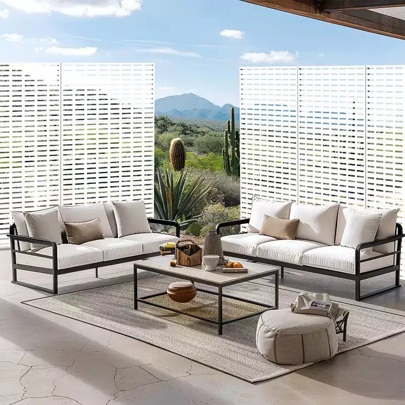 MAYEERTY Room Divider Screen Abraham Grid White Galvanized Sheet 72x47x16in 3-Piece Set 3-Piece Set