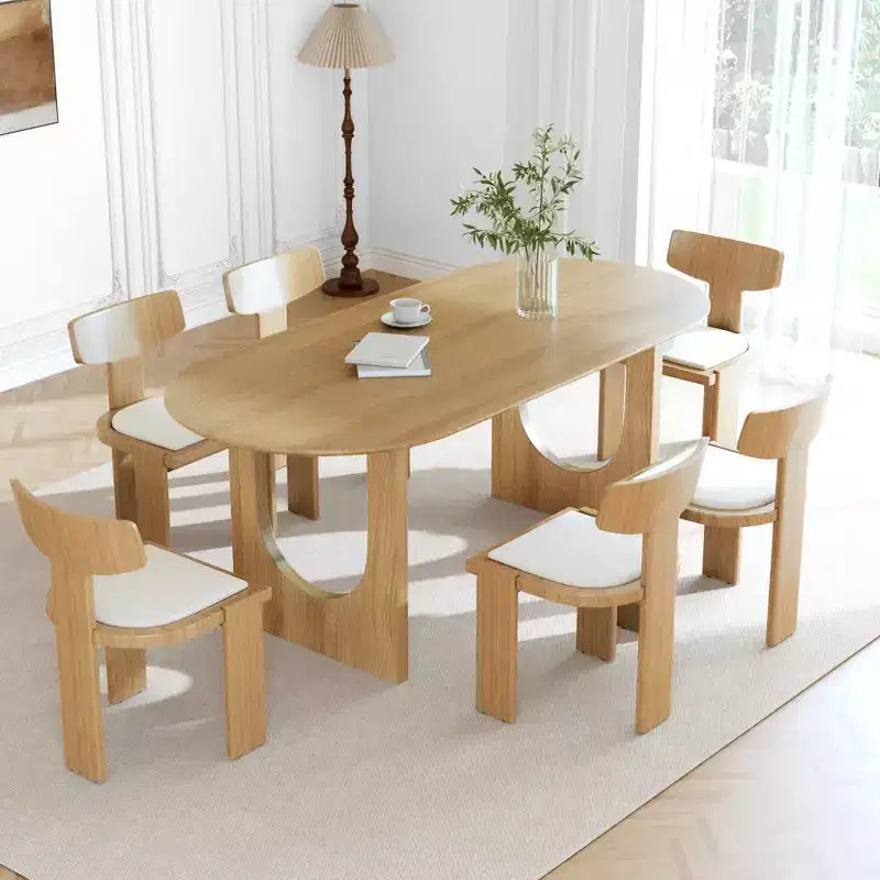 MAYEERTY 67 Wood Oval Dining Table for 4-6, Farmhouse Modern Kitchen & Dining Room Table