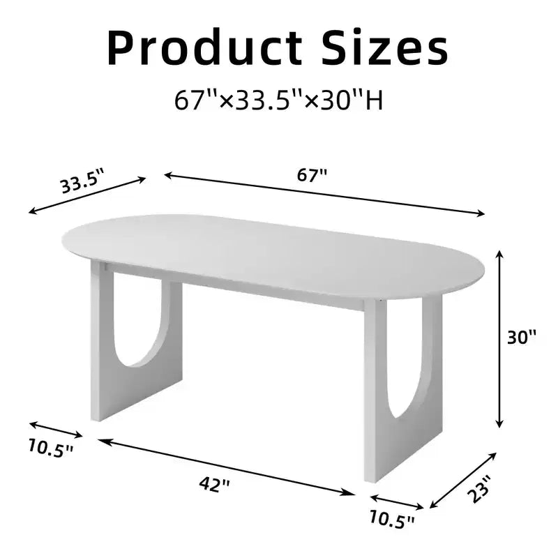 MAYEERTY 67 Wood Oval Dining Table for 4-6, Farmhouse Modern Kitchen & Dining Room Table
