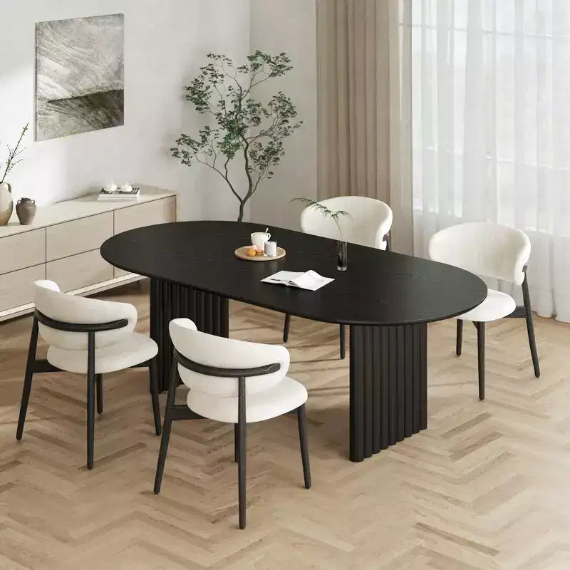 MAYEERTY 67 Wood Oval Dining Table for 4-6, Farmhouse Modern Kitchen & Dining Room Table