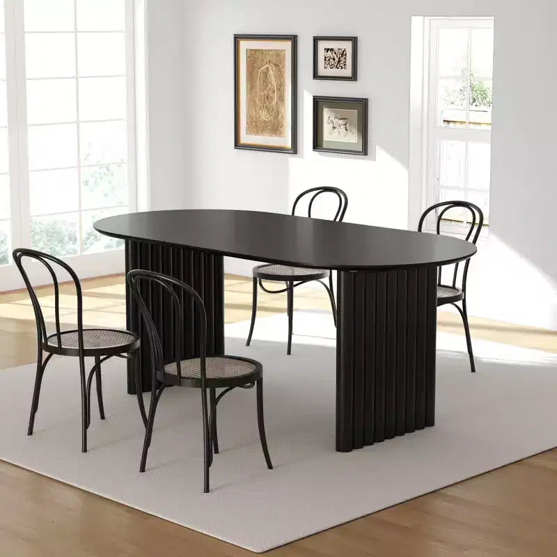 MAYEERTY 67 Wood Oval Dining Table for 4-6, Farmhouse Modern Kitchen & Dining Room Table