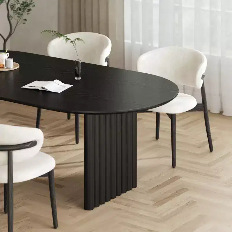 MAYEERTY 67 Wood Oval Dining Table for 4-6, Farmhouse Modern Kitchen & Dining Room Table