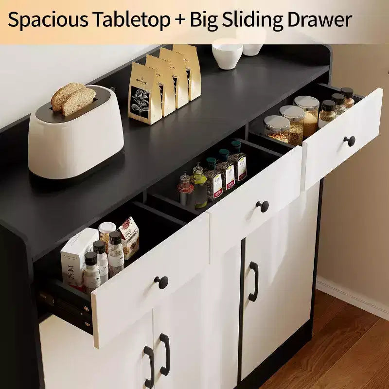 Acekool 42.5 Sideboard Buffet Cabinet with Adjustable Shelves, Wooden Kitchen Storage,Modern Coffee Bar & Dining Room Console Table