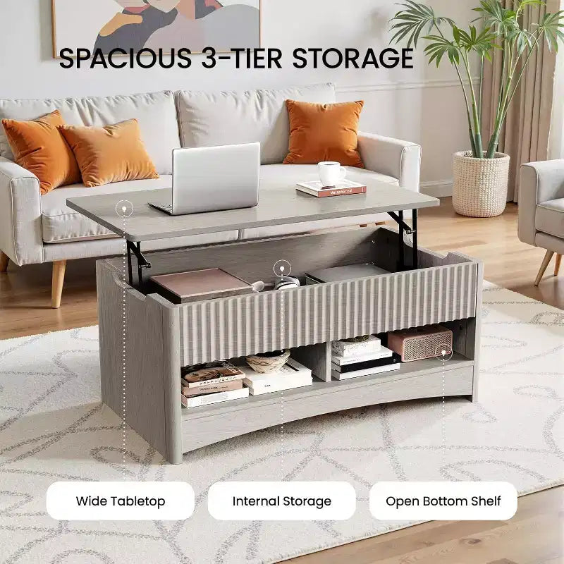 Amada Lift Top Coffee Table with Storage, Modern Center Table with Hidden Compartment, Rectangle Coffee Tables for Living Room, Small Spaces,Office