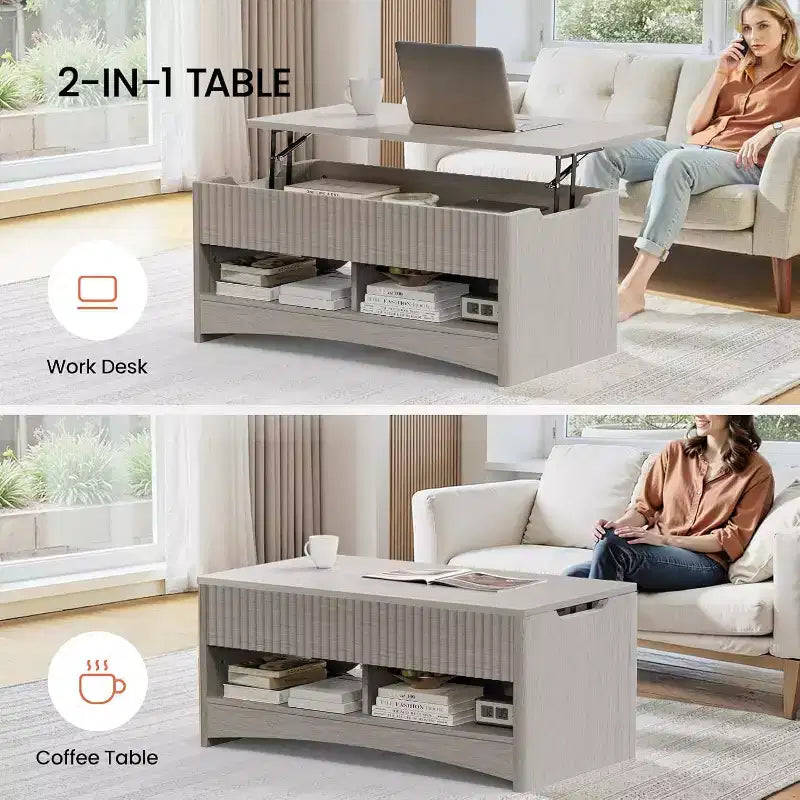 Amada Lift Top Coffee Table with Storage, Modern Center Table with Hidden Compartment, Rectangle Coffee Tables for Living Room, Small Spaces,Office