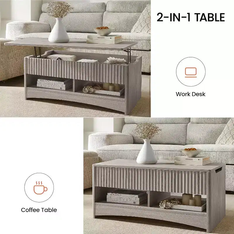 Amada Lift Top Coffee Table with Storage, Modern Center Table with Hidden Compartment, Rectangle Coffee Tables for Living Room, Small Spaces,Office