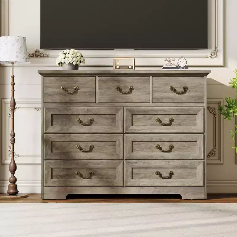 9-Drawer Dresser for Bedroom, Modern Wooden Chest of Drawers, Anti-Tipping Design, Sturdy and Stable Storage Organizer for Living Room, Entryway