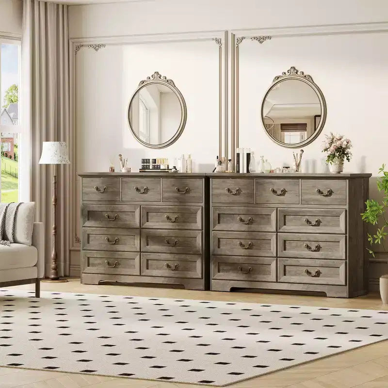 9-Drawer Dresser for Bedroom, Modern Wooden Chest of Drawers, Anti-Tipping Design, Sturdy and Stable Storage Organizer for Living Room, Entryway