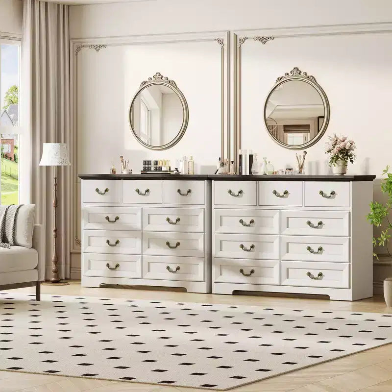 9-Drawer Dresser for Bedroom, Modern Wooden Chest of Drawers, Anti-Tipping Design, Sturdy and Stable Storage Organizer for Living Room, Entryway
