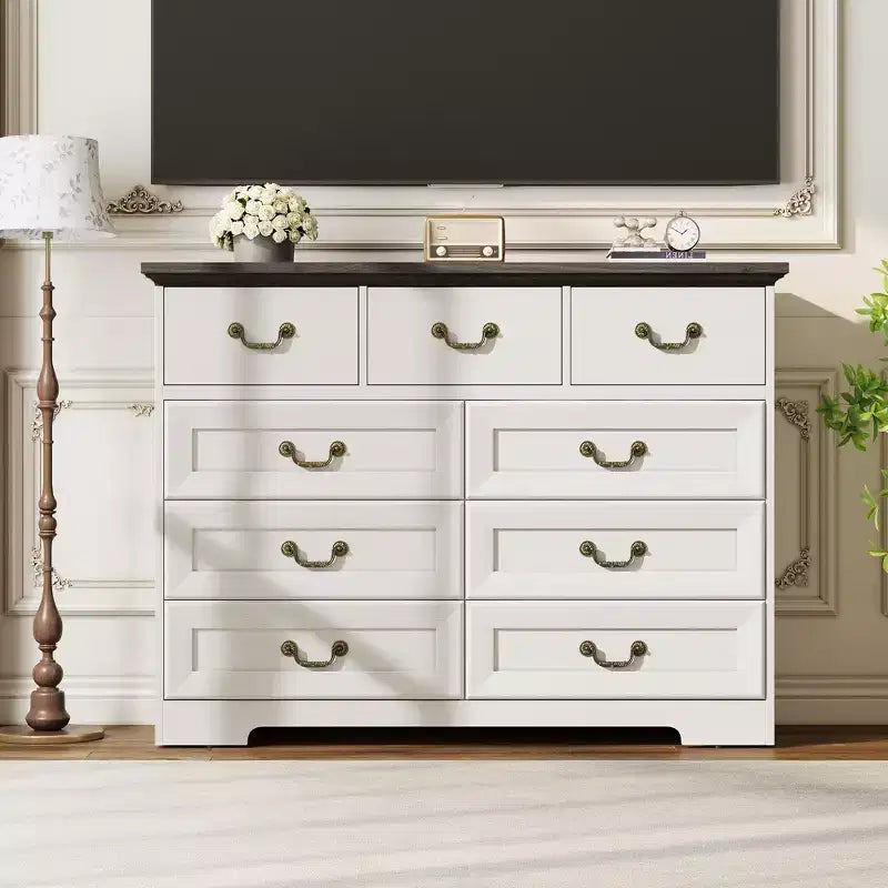 9-Drawer Dresser for Bedroom, Modern Wooden Chest of Drawers, Anti-Tipping Design, Sturdy and Stable Storage Organizer for Living Room, Entryway