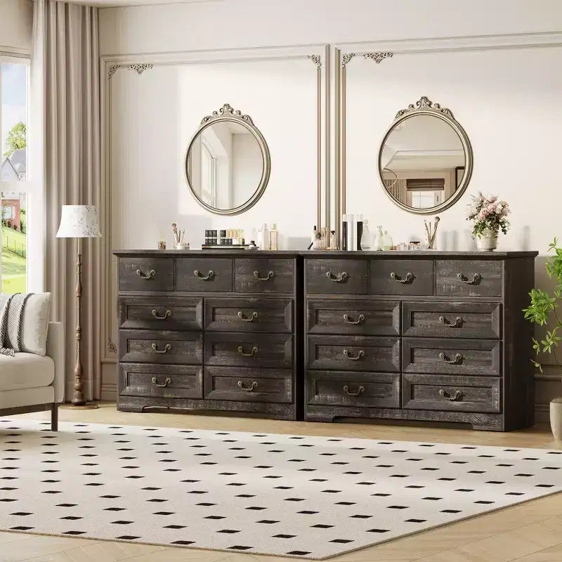 9-Drawer Dresser for Bedroom, Modern Wooden Chest of Drawers, Anti-Tipping Design, Sturdy and Stable Storage Organizer for Living Room, Entryway