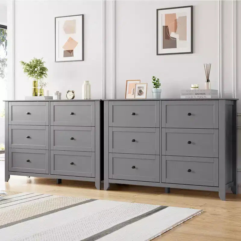 6 Drawers Dresser for Bedroom, Modern Dresser with Deep Drawers and Nickel Round Handle, Wooden Bedroom Drawer Dresser,for Bedroom,Living Room