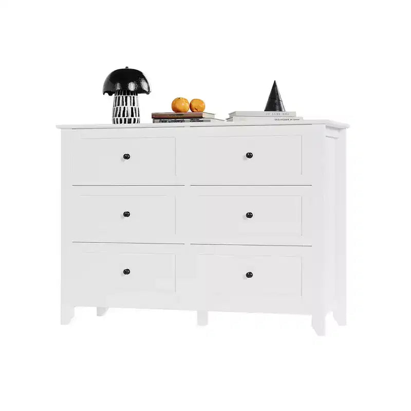 6 Drawers Dresser for Bedroom, Modern Dresser with Deep Drawers and Nickel Round Handle, Wooden Bedroom Drawer Dresser,for Bedroom,Living Room