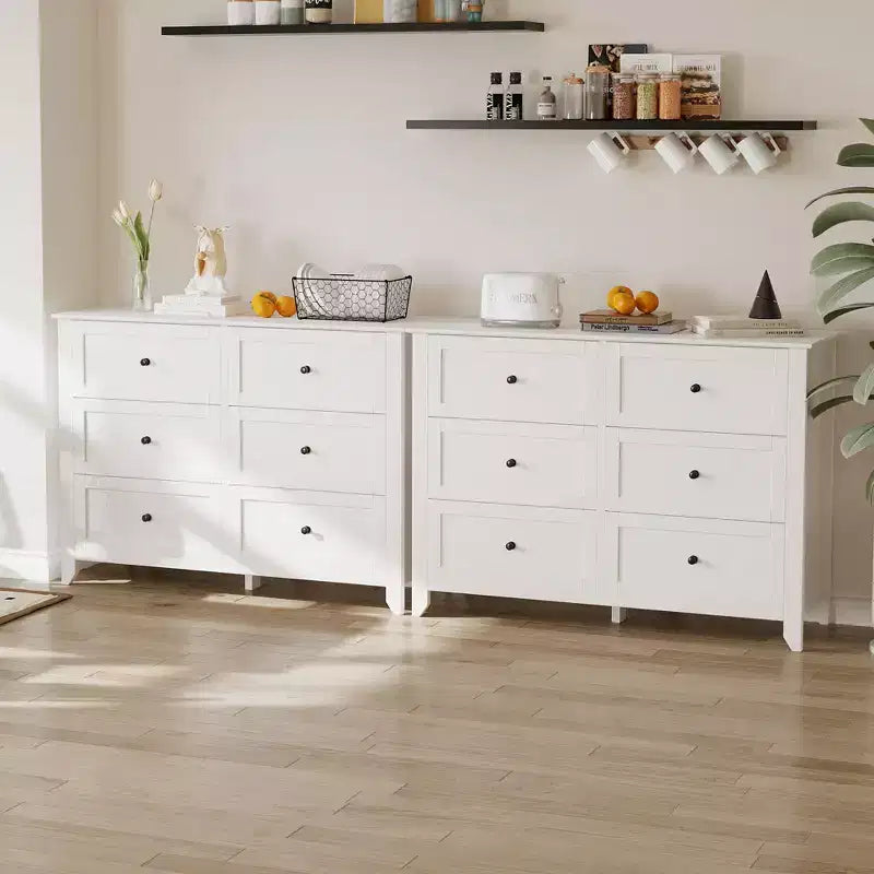 6 Drawers Dresser for Bedroom, Modern Dresser with Deep Drawers and Nickel Round Handle, Wooden Bedroom Drawer Dresser,for Bedroom,Living Room