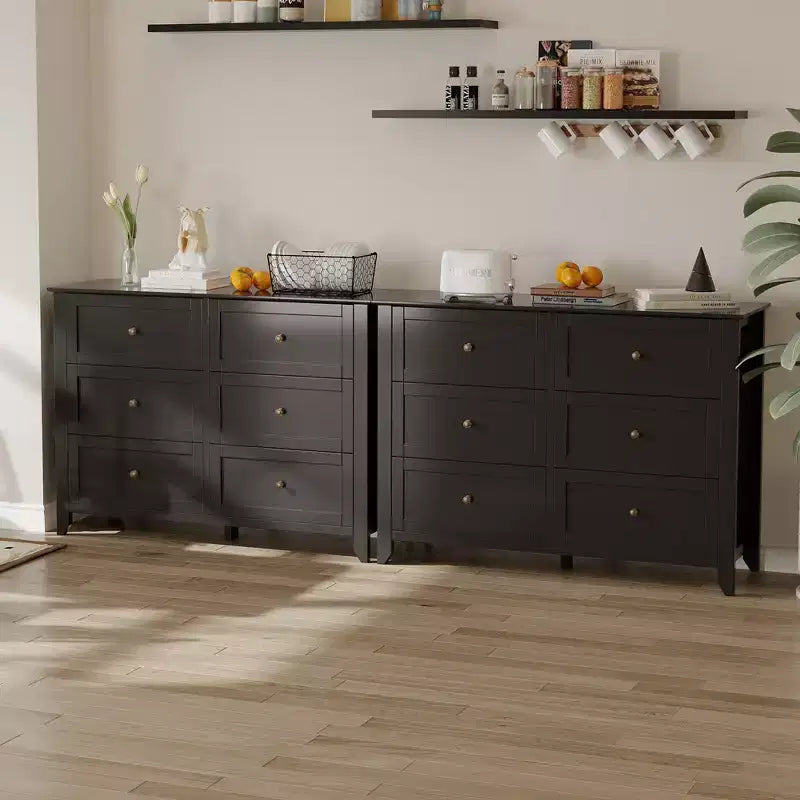 6 Drawers Dresser for Bedroom, Modern Dresser with Deep Drawers and Nickel Round Handle, Wooden Bedroom Drawer Dresser,for Bedroom,Living Room