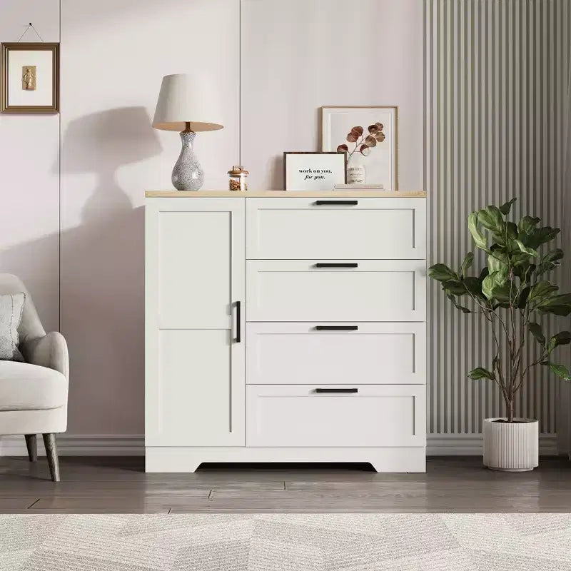 Storage cabinet with Drawers and Door, Small Bedroom Wardrobe Cabinet, Clothing Storage Cabinets, Dresser with Storage Closet,for Hallway, Bedroom
