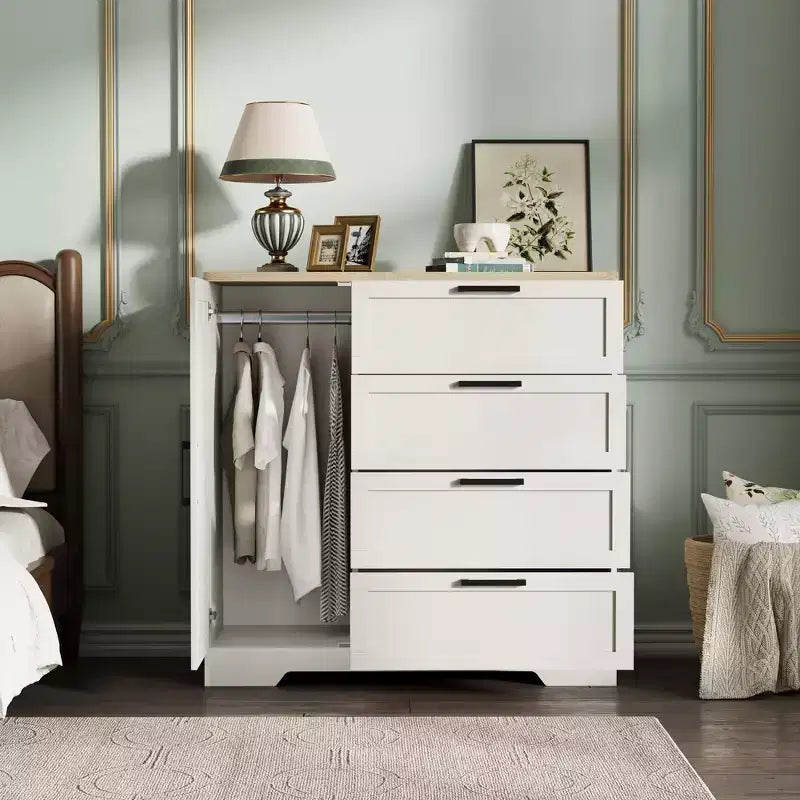 Storage cabinet with Drawers and Door, Small Bedroom Wardrobe Cabinet, Clothing Storage Cabinets, Dresser with Storage Closet,for Hallway, Bedroom