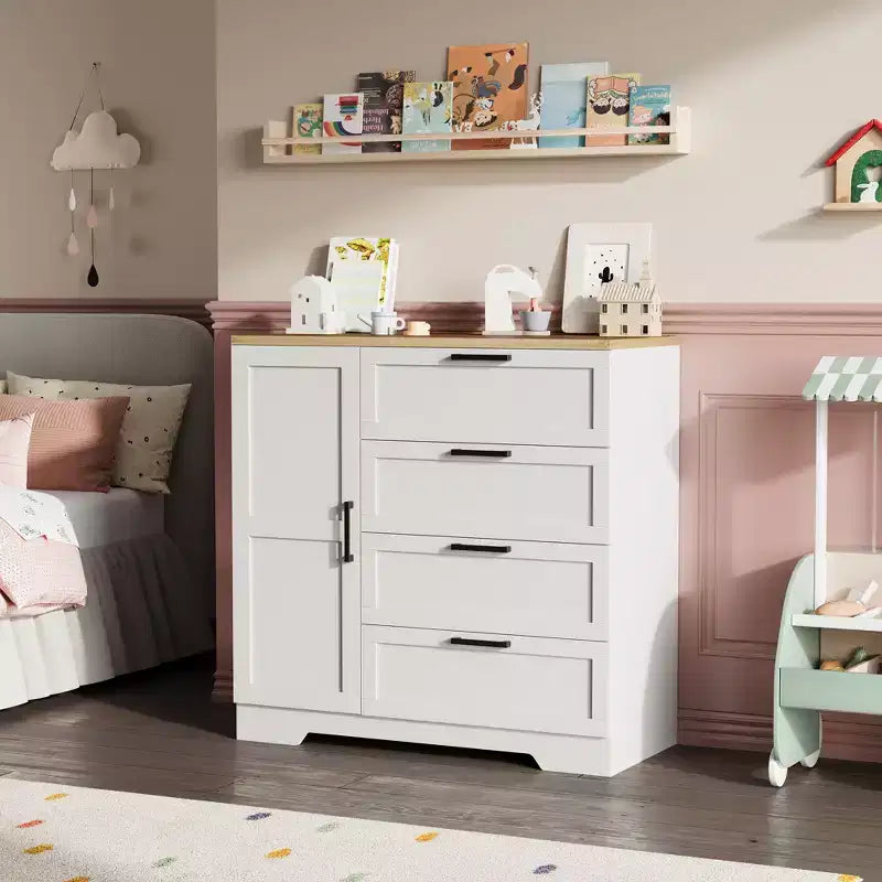 Storage cabinet with Drawers and Door, Small Bedroom Wardrobe Cabinet, Clothing Storage Cabinets, Dresser with Storage Closet,for Hallway, Bedroom