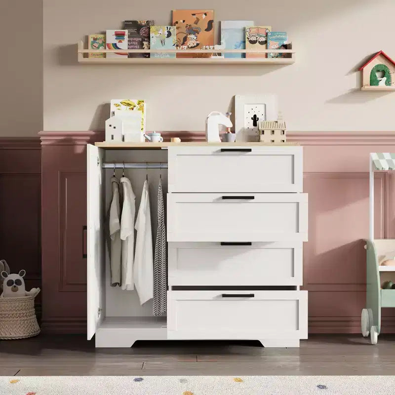 Storage cabinet with Drawers and Door, Small Bedroom Wardrobe Cabinet, Clothing Storage Cabinets, Dresser with Storage Closet,for Hallway, Bedroom