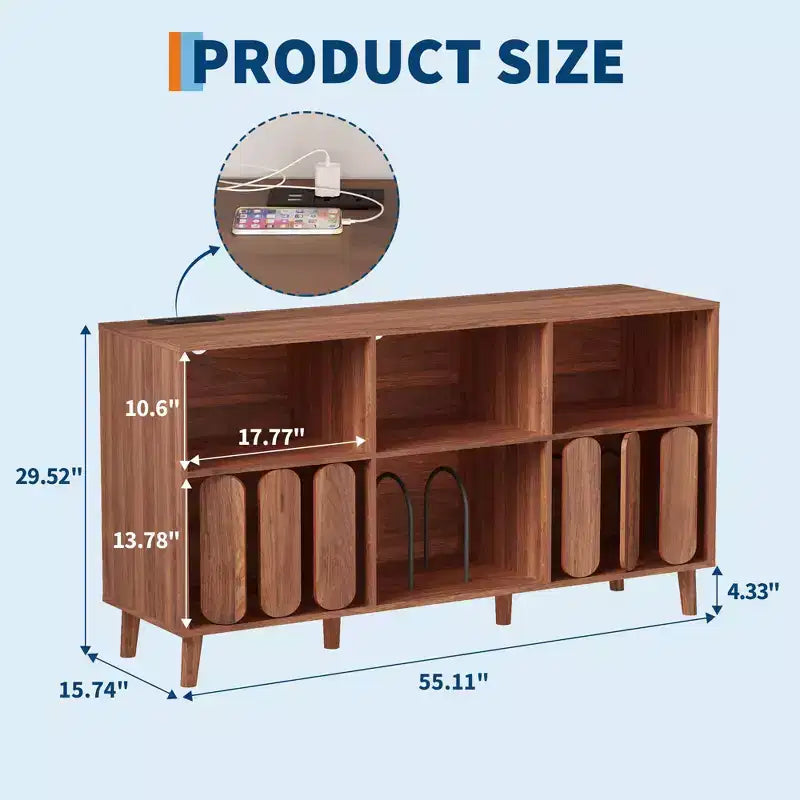 Modern Large Record Player Stand, Storage Console Table, Display Cabinet, Vinyl Record Storage Holder, Record Stand Table, TV Stand Console, Bookcase