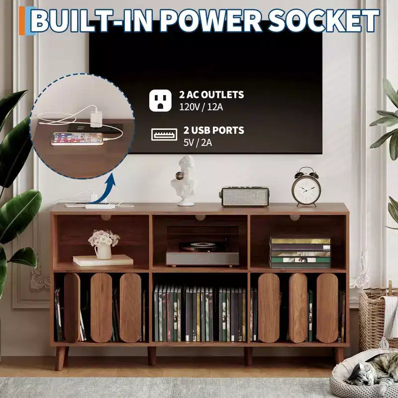Modern Large Record Player Stand, Storage Console Table, Display Cabinet, Vinyl Record Storage Holder, Record Stand Table, TV Stand Console, Bookcase