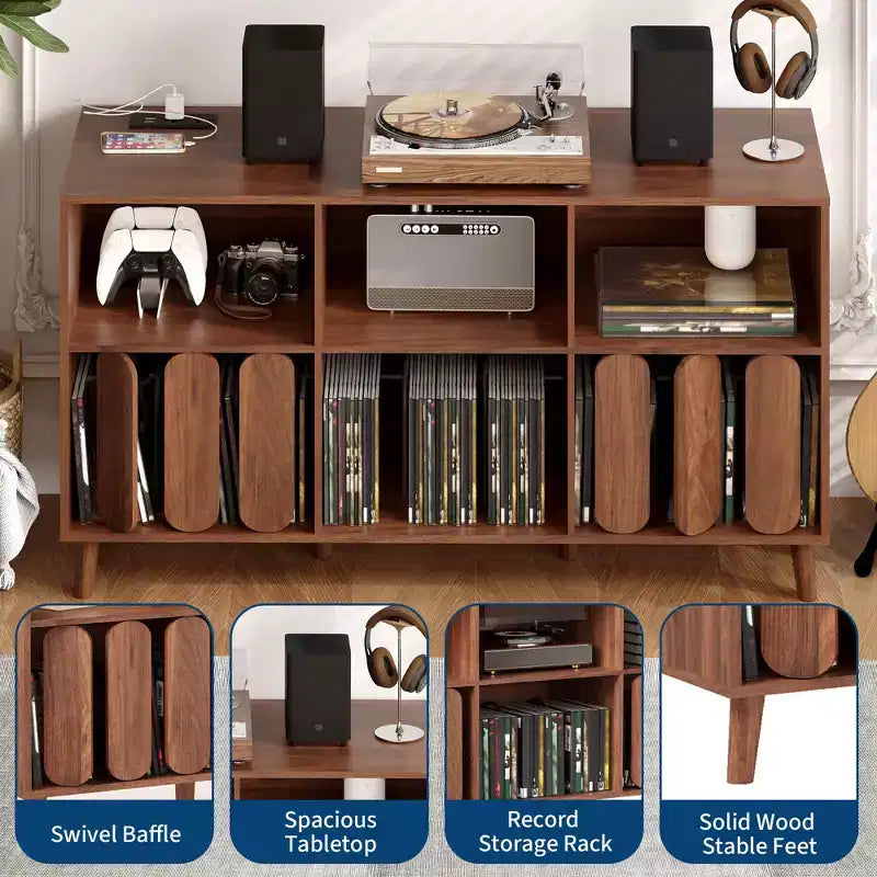 Modern Large Record Player Stand, Storage Console Table, Display Cabinet, Vinyl Record Storage Holder, Record Stand Table, TV Stand Console, Bookcase