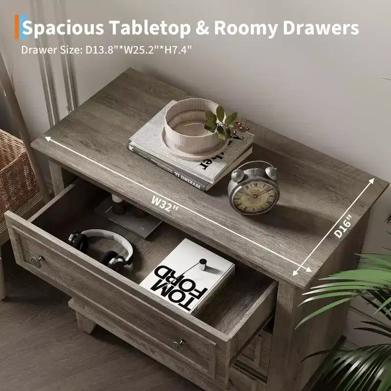 Black 3 Drawer Dresser for Bedroom, Wide Chest of Drawers with Vintage Handle, Modern Wood Dresser Wide Nightstand Cabinet for Living Room