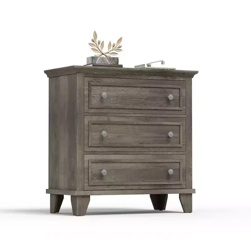Black 3 Drawer Dresser for Bedroom, Wide Chest of Drawers with Vintage Handle, Modern Wood Dresser Wide Nightstand Cabinet for Living Room