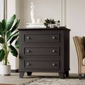 Black 3 Drawer Dresser for Bedroom, Wide Chest of Drawers with Vintage Handle, Modern Wood Dresser Wide Nightstand Cabinet for Living Room