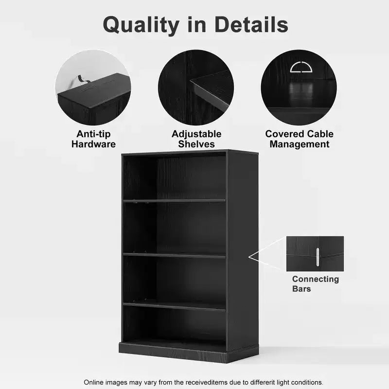 MAYEERTY Freestanding Storage Cabinet Wooden Decorative Cabinets for Home, Office, Small Space, Black, 49*31*16in