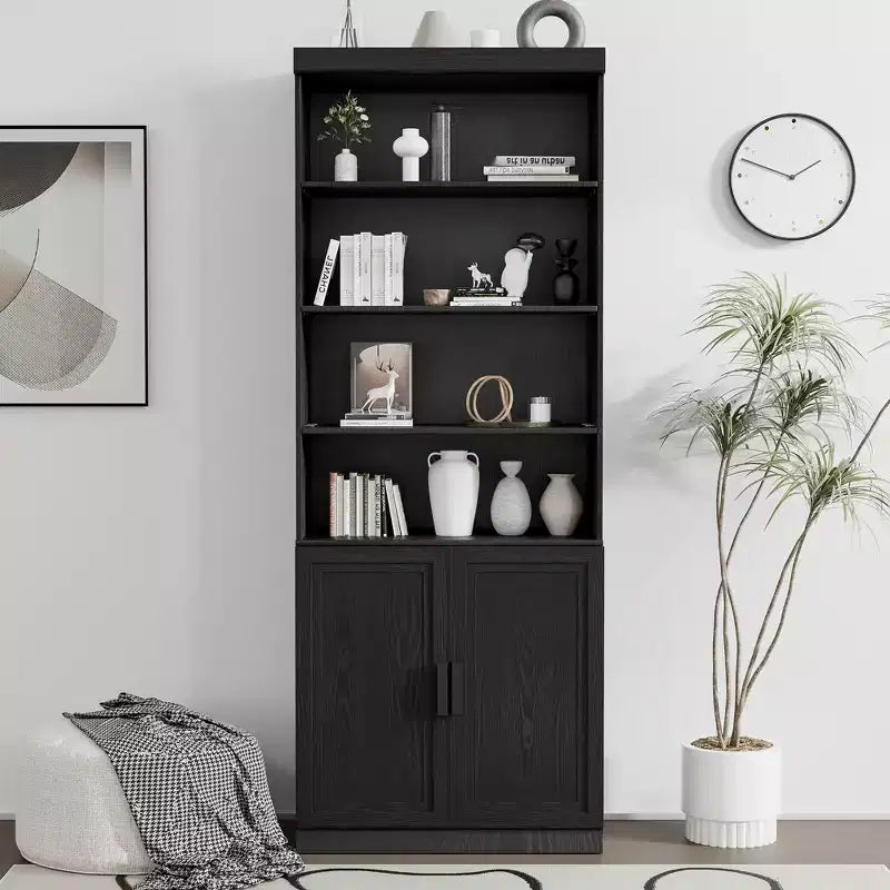 MAYEERTY Freestanding Storage Cabinet Wooden Decorative Cabinets for Home, Office, Small Space, Black, 49*31*16in