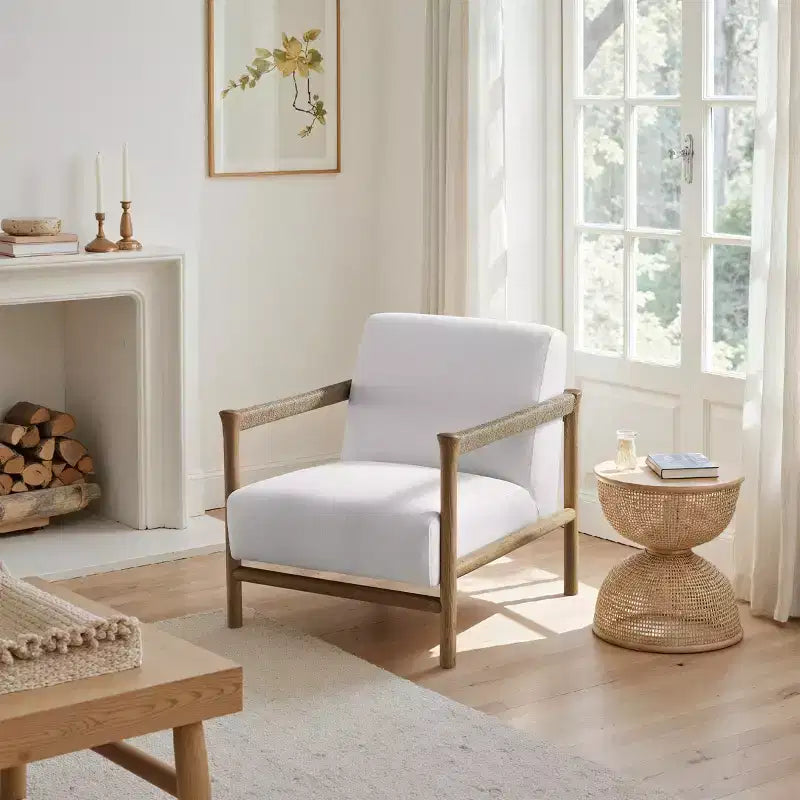 Art Leon Wood and Fabric Accent Chair