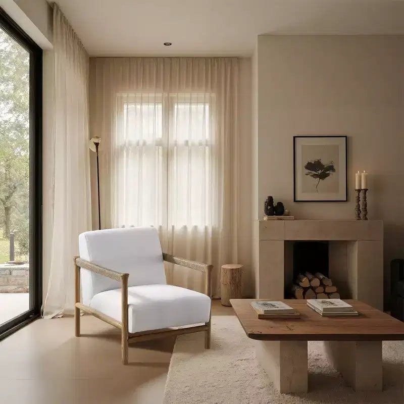 Art Leon Wood and Fabric Accent Chair