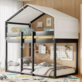 Polibi Twin Over Twin Wooden Bunk Bed with Tent Roof